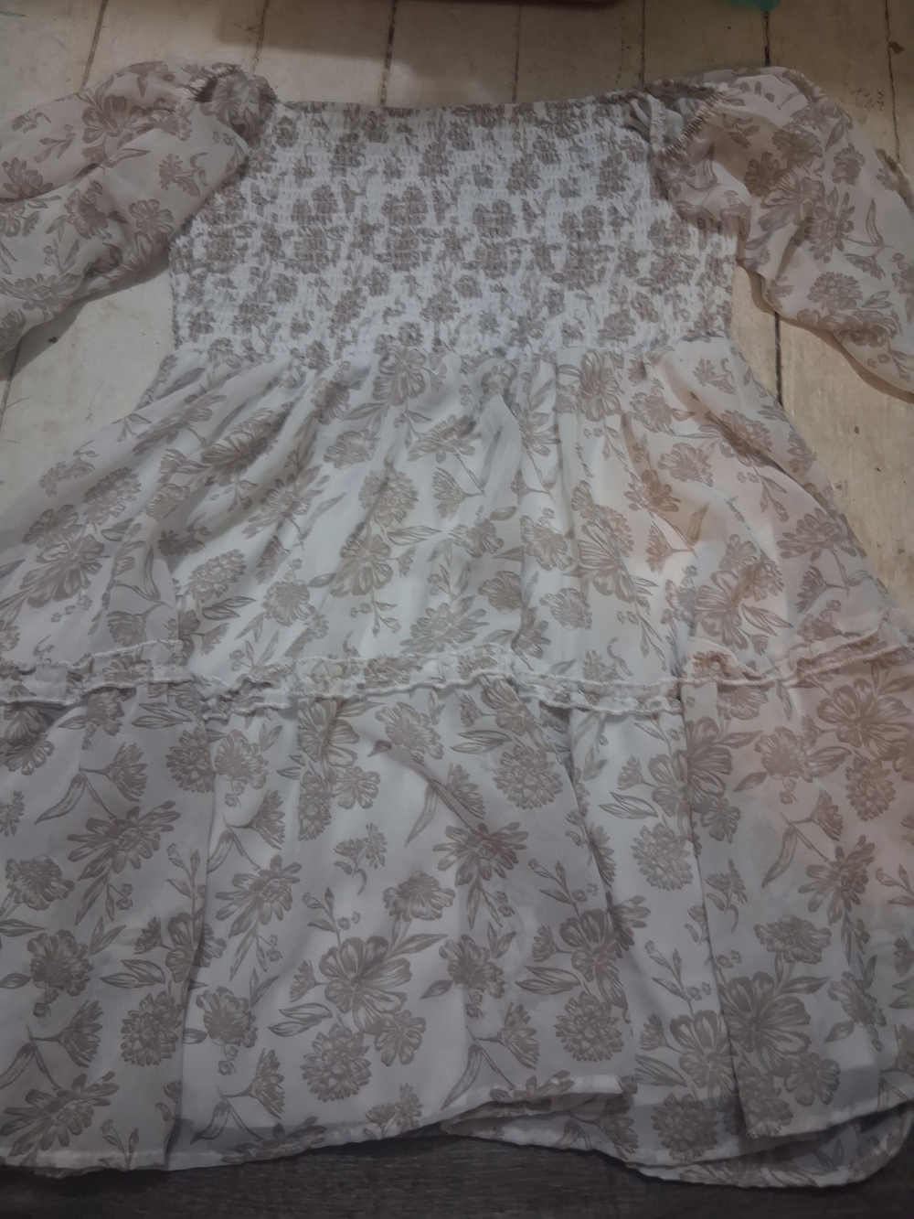 Justify Cream and Tan Floral Cotton Voile Bedspread